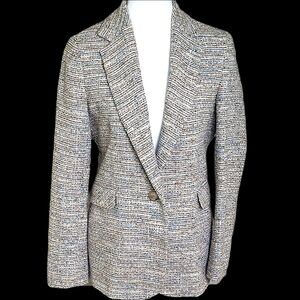 HELENE BERMAN Cream Tweed Metallic Blazer Size M